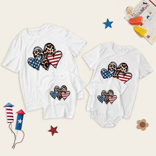Family Look American National Day T shirt Tops Heart Leopard Star Causal Print White Light Gray Dark Gray Short Sleeve Daily Matching Outfits
Family Look American National Day T shirt Tops Heart Leopard Star Causal Print White Light Gray Dark Gray Short Sleeve Daily Matching Outfits