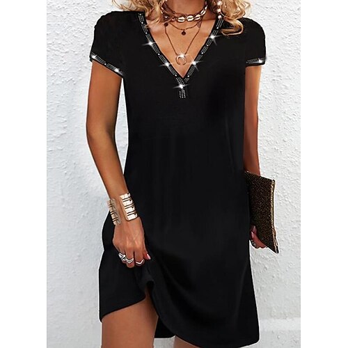 Women's A Line Dress Knee Length Dress Black Short Sleeve Solid Color Ruched Spring Summer V Neck Casual 2022 S M L XL XXL 3XL
Women's A Line Dress Knee Length Dress Black Short Sleeve Solid Color Ruched Spring Summer V Neck Casual 2022 S M L XL XXL 3XL
