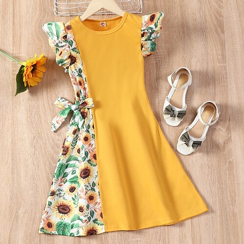 Kids Girls' Dress Floral A Line Dress Midi Dress Daily Ruched Cotton Short Sleeve Cute Dress 4-13 Years Spring Black Yellow
Kids Girls' Dress Floral A Line Dress Midi Dress Daily Ruched Cotton Short Sleeve Cute Dress 4-13 Years Spring Black Yellow