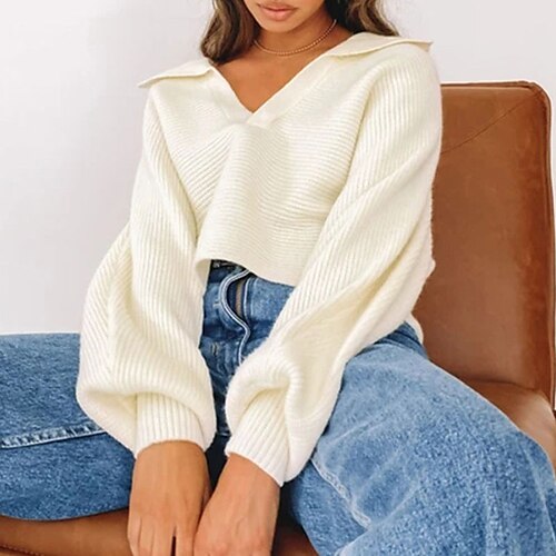 Women's Sweater Pullover Jumper Knitted Pure Color Stylish Casual Soft Long Sleeve Sweater Cardigans V Neck Spring Summer Blue White Khaki
Women's Sweater Pullover Jumper Knitted Pure Color Stylish Casual Soft Long Sleeve Sweater Cardigans V Neck Spring Summer Blue White Khaki