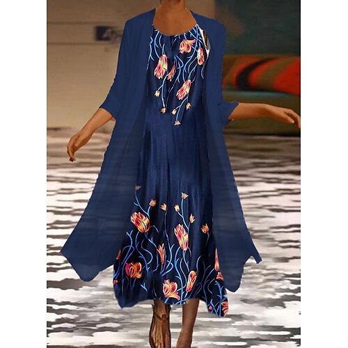 Women's Chiffon Dress Knee Length Dress Green Blue Black 3/4 Length Sleeve Floral Chiffon Print Spring Summer Crew Neck Vintage 2022 S M L XL XXL 3XL
Women's Chiffon Dress Knee Length Dress Green Blue Black 3/4 Length Sleeve Floral Chiffon Print Spring Summer Crew Neck Vintage 2022 S M L XL XXL 3XL