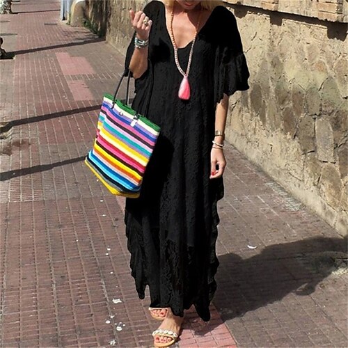 Women's Swing Dress Midi Dress White Black Short Sleeve Solid Color Ruffle Lace Spring Summer V Neck Stylish Vacation 2022 S M L XL XXL 3XL 4XL 5XL
Women's Swing Dress Midi Dress White Black Short Sleeve Solid Color Ruffle Lace Spring Summer V Neck Stylish Vacation 2022 S M L XL XXL 3XL 4XL 5XL