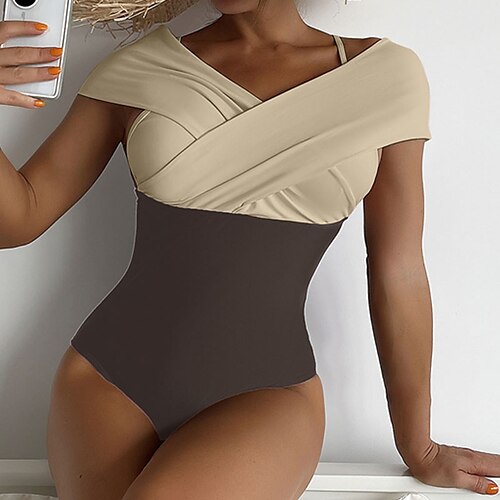 Women's Swimwear One Piece Monokini Bathing Suits Swimsuit Tummy Control Open Back Color Block White Rosy Pink Khaki V Wire Bathing Suits New Casual Vacation / Modern / Cute / Padless
Women's Swimwear One Piece Monokini Bathing Suits Swimsuit Tummy Control Open Back Color Block White Rosy Pink Khaki V Wire Bathing Suits New Casual Vacation / Modern / Cute / Padless