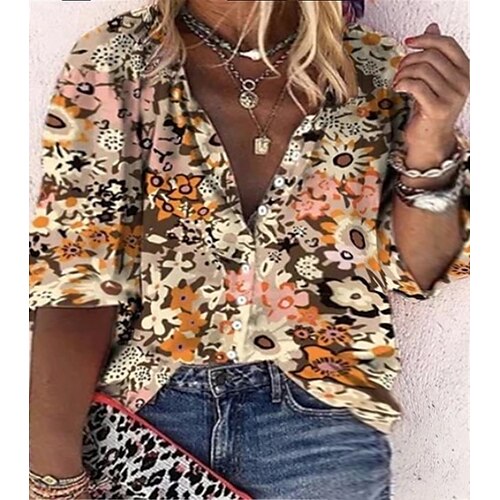 Women's Plus Size Curve Tops Blouse Shirt Floral Button Print Half Sleeve Shirt Collar Vintage Streetwear Daily Vacation Polyester Spring Summer khaki
Women's Plus Size Curve Tops Blouse Shirt Floral Button Print Half Sleeve Shirt Collar Vintage Streetwear Daily Vacation Polyester Spring Summer khaki