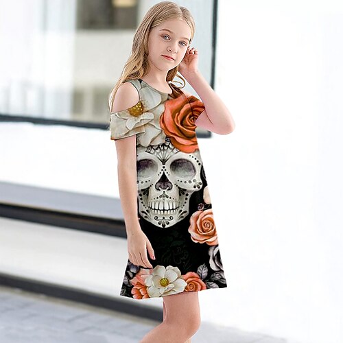 Kids Girls' Halloween Dress Floral A Line Dress Above Knee Dress Daily Print Short Sleeve Cute Dress 3-12 Years Spring Black
Kids Girls' Halloween Dress Floral A Line Dress Above Knee Dress Daily Print Short Sleeve Cute Dress 3-12 Years Spring Black