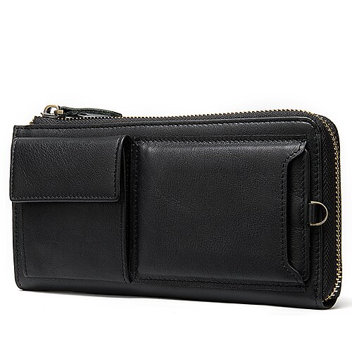 Men's Leather Bag Clutch Mobile Phone Bag Nappa Leather Cowhide Zipper Daily Black
Men's Leather Bag Clutch Mobile Phone Bag Nappa Leather Cowhide Zipper Daily Black
