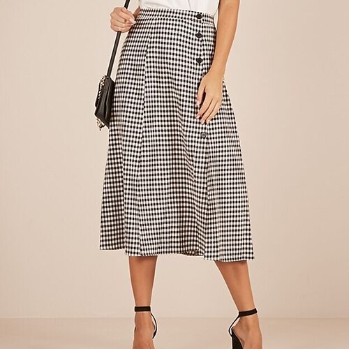 Women's Fashion Calf-Length Skirts Vacation Casual / Daily Plaid Checkered Split Black S M L
Women's Fashion Calf-Length Skirts Vacation Casual / Daily Plaid Checkered Split Black S M L
