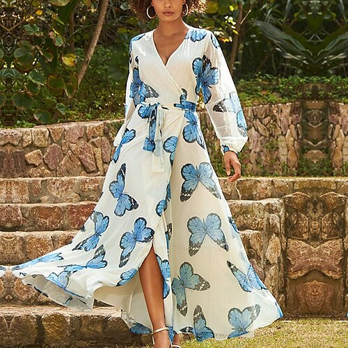 Women's A Line Dress Maxi long Dress White Long Sleeve Butterfly Animal Lace up Print Spring Summer V Neck Elegant Casual Vacation 2022 S M L XL XXL 3XL
Women's A Line Dress Maxi long Dress White Long Sleeve Butterfly Animal Lace up Print Spring Summer V Neck Elegant Casual Vacation 2022 S M L XL XXL 3XL