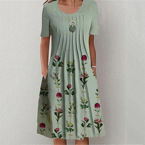 Women's Shift Dress Short Mini Dress Green Short Sleeve Floral Pocket Print Spring Summer Round Neck Casual 2022 S M L XL XXL
Women's Shift Dress Short Mini Dress Green Short Sleeve Floral Pocket Print Spring Summer Round Neck Casual 2022 S M L XL XXL