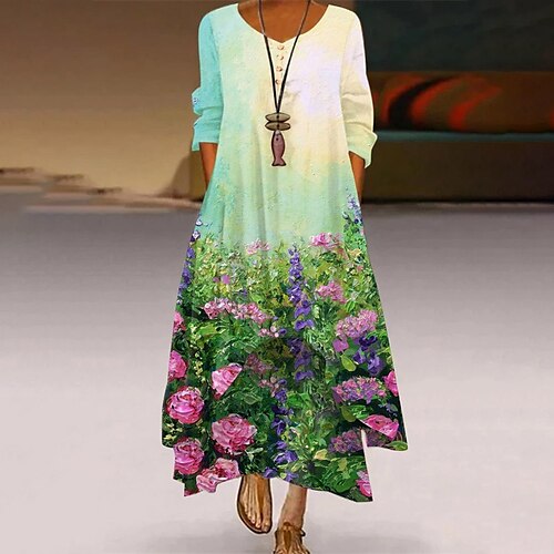 Women's A Line Dress Maxi long Dress Blue White Purple Light Green Yellow Long Sleeve Floral Butterfly Print Spring Summer Round Neck Casual 2022 S M L XL XXL 3XL 4XL 5XL
Women's A Line Dress Maxi long Dress Blue White Purple Light Green Yellow Long Sleeve Floral Butterfly Print Spring Summer Round Neck Casual 2022 S M L XL XXL 3XL 4XL 5XL