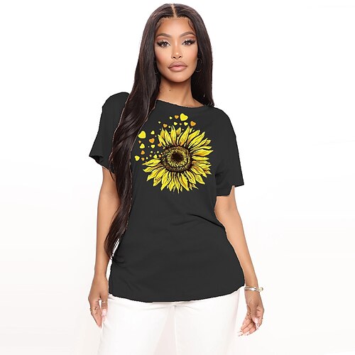 Women's T shirt Tee Green Blue Yellow Graphic Sunflower Print Short Sleeve Casual Going out Basic Round Neck Regular 100% Cotton S
Women's T shirt Tee Green Blue Yellow Graphic Sunflower Print Short Sleeve Casual Going out Basic Round Neck Regular 100% Cotton S