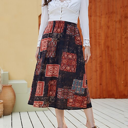 Women's Fashion Ankle-Length Skirts Holiday Vacation Geometric Print Red S M L
Women's Fashion Ankle-Length Skirts Holiday Vacation Geometric Print Red S M L