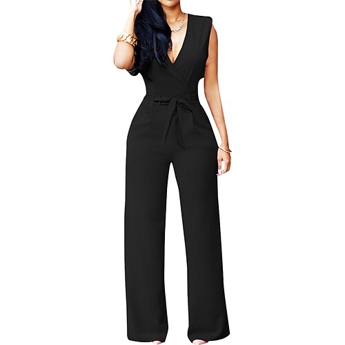 Women's Jumpsuit Lace up Solid Color V Neck Streetwear Party Work Regular Fit Sleeveless Wine Brown White S M L Spring
Women's Jumpsuit Lace up Solid Color V Neck Streetwear Party Work Regular Fit Sleeveless Wine Brown White S M L Spring