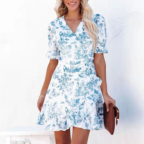 Women's A Line Dress Short Mini Dress Blue Short Sleeve Print Print Summer V Neck Elegant 2022 S M L XL
Women's A Line Dress Short Mini Dress Blue Short Sleeve Print Print Summer V Neck Elegant 2022 S M L XL