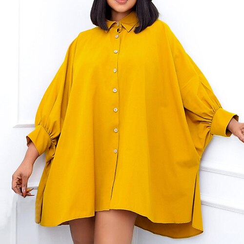 Women's Shirt Dress Short Mini Dress Black Red Yellow Long Sleeve Pure Color Ruched Spring Summer Shirt Collar Casual 2022 S M L XL XXL 3XL
Women's Shirt Dress Short Mini Dress Black Red Yellow Long Sleeve Pure Color Ruched Spring Summer Shirt Collar Casual 2022 S M L XL XXL 3XL