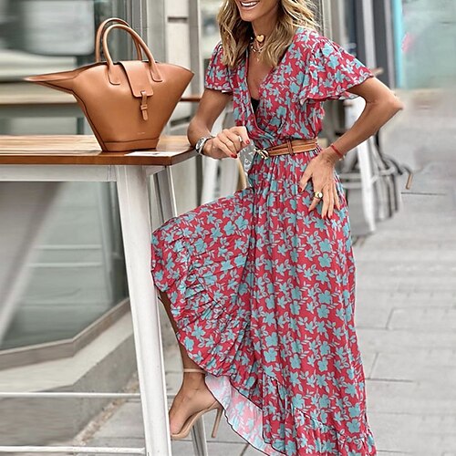 robe longue Femme Robe casual Manche Courte Printemps Eté A Volants Imprimer Floral Col V Fin de semaine 2022 Rouge S M L XL
robe longue Femme Robe casual Manche Courte Printemps Eté A Volants Imprimer Floral Col V Fin de semaine 2022 Rouge S M L XL