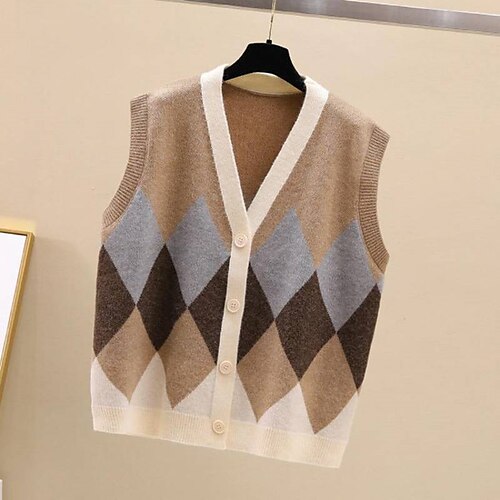 Women's Vest Knitted Button Argyle Stylish Casual Soft Sleeveless Sweater Cardigans V Neck Spring Summer White Khaki Coffee
Women's Vest Knitted Button Argyle Stylish Casual Soft Sleeveless Sweater Cardigans V Neck Spring Summer White Khaki Coffee