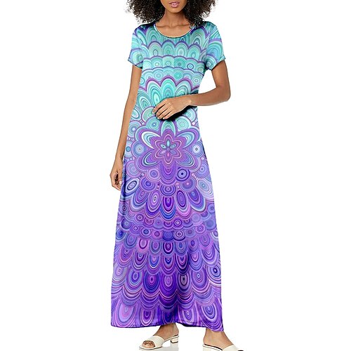 Women's A Line Dress Maxi long Dress Green Purple Red Short Sleeve Floral Print Spring Summer Crew Neck Vacation Classic 2022 S M L XL XXL 3XL / 3D Print
Women's A Line Dress Maxi long Dress Green Purple Red Short Sleeve Floral Print Spring Summer Crew Neck Vacation Classic 2022 S M L XL XXL 3XL / 3D Print