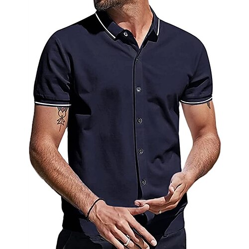 Men's Work Shirt Solid Color Turndown Street Casual Button-Down Short Sleeve Tops Casual Fashion Breathable Comfortable Navy Blue 2XL
Men's Work Shirt Solid Color Turndown Street Casual Button-Down Short Sleeve Tops Casual Fashion Breathable Comfortable Navy Blue 2XL