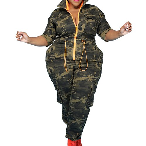 Combinaison Femme Zippé camouflage Col de Chemise Vêtement de rue du quotidien Fin de semaine Standard manche longue Bleu S Printemps
Combinaison Femme Zippé camouflage Col de Chemise Vêtement de rue du quotidien Fin de semaine Standard manche longue Bleu S Printemps