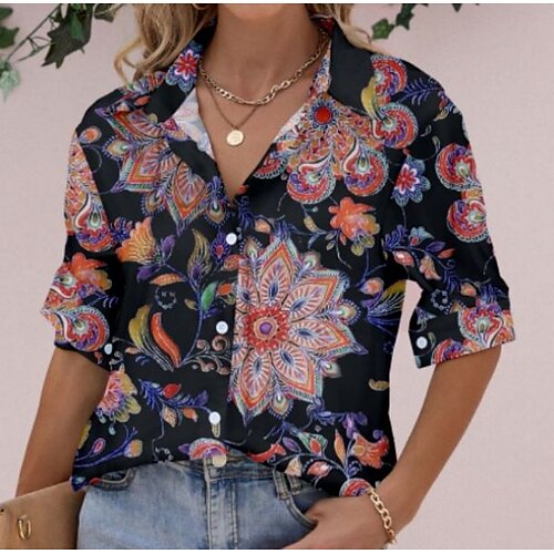 Women's Floral Theme Shirt Graphic Flower Print Shirt Collar Casual Tops Purple Orange Light Blue / 3D Print
Women's Floral Theme Shirt Graphic Flower Print Shirt Collar Casual Tops Purple Orange Light Blue / 3D Print