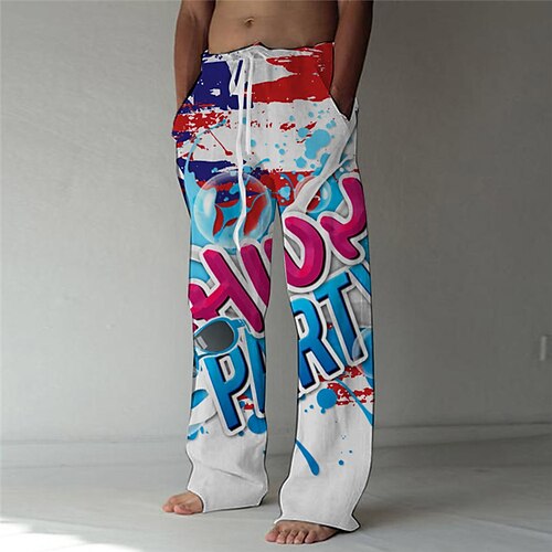 Men's Fashion Designer Straight Trousers 3D Print Elastic Drawstring Design Front Pocket Pants Casual Daily Graphic Prints Letter Comfort Soft Mid Waist Blue S M L XL XXL
Men's Fashion Designer Straight Trousers 3D Print Elastic Drawstring Design Front Pocket Pants Casual Daily Graphic Prints Letter Comfort Soft Mid Waist Blue S M L XL XXL