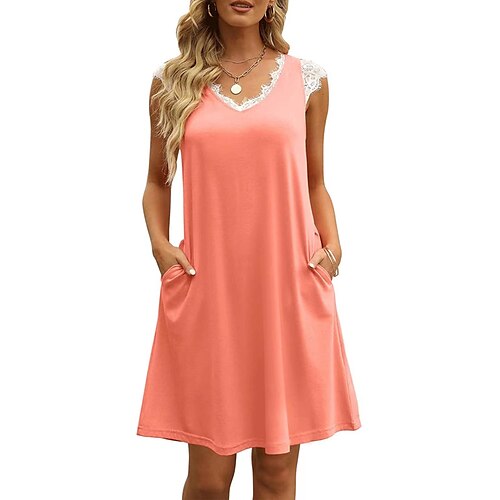 Women's Loungewear Nightgown Dress Patchwork Simple Casual Comfort Home Street Daily Cotton V Wire Short Sleeve Pocket Spring Summer Black Blue
Women's Loungewear Nightgown Dress Patchwork Simple Casual Comfort Home Street Daily Cotton V Wire Short Sleeve Pocket Spring Summer Black Blue
