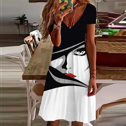 Women's A Line Dress Short Mini Dress White Short Sleeve Abstract Print Spring Summer V Neck Personalized Casual Modern 2022 S M L XL XXL 3XL
Women's A Line Dress Short Mini Dress White Short Sleeve Abstract Print Spring Summer V Neck Personalized Casual Modern 2022 S M L XL XXL 3XL