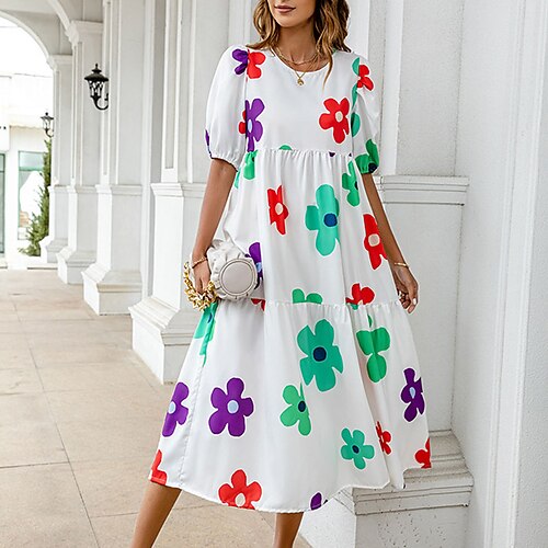 Women's Casual Dress Swing Dress Midi Dress Green Black Pink Half Sleeve Floral Ruffle Fall Spring Autumn Crew Neck Weekend Loose Fit 2022 S M L XL XXL 3XL 4XL 5XL
Women's Casual Dress Swing Dress Midi Dress Green Black Pink Half Sleeve Floral Ruffle Fall Spring Autumn Crew Neck Weekend Loose Fit 2022 S M L XL XXL 3XL 4XL 5XL