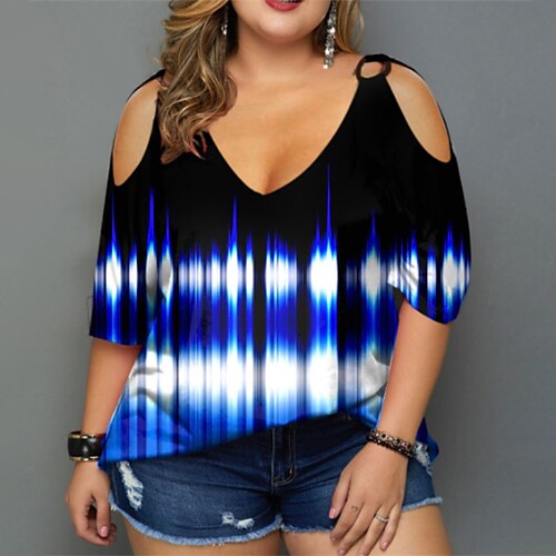 Women's Plus Size Tops T shirt Tee Color Gradient Cut Out Print Half Sleeve One Shoulder Streetwear Preppy Daily Going out Polyester Spring Summer Green Blue / V Neck / V Neck
Women's Plus Size Tops T shirt Tee Color Gradient Cut Out Print Half Sleeve One Shoulder Streetwear Preppy Daily Going out Polyester Spring Summer Green Blue / V Neck / V Neck