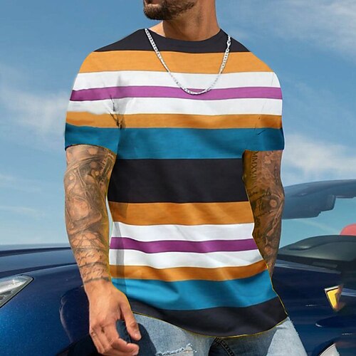 Men's Unisex T shirt 3D Print Striped Graphic Crew Neck Street Daily Print Short Sleeve Tops Casual Designer Big and Tall Sports Yellow
Men's Unisex T shirt 3D Print Striped Graphic Crew Neck Street Daily Print Short Sleeve Tops Casual Designer Big and Tall Sports Yellow