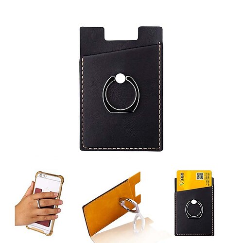 Premium PU Leather Phone Card Holder Stick On Wallet with Ring Kickstand for iPhone and Android Smartphones
Premium PU Leather Phone Card Holder Stick On Wallet with Ring Kickstand for iPhone and Android Smartphones