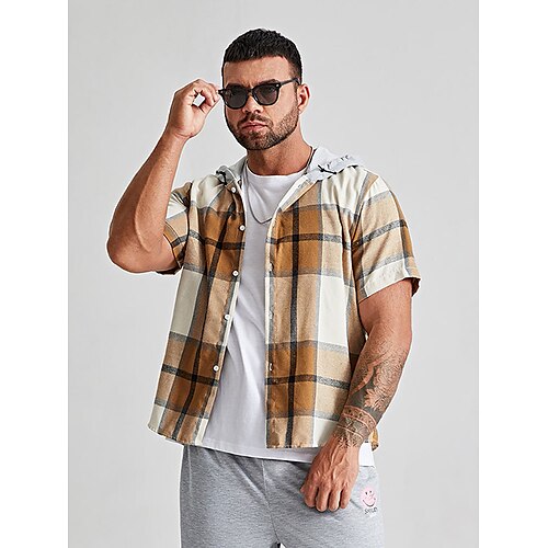 Men's Casual Shirt Shirt Print Lattice Plus Size Hooded Casual Daily Print Short Sleeve Tops Simple Casual Fashion Big and Tall Khaki
Men's Casual Shirt Shirt Print Lattice Plus Size Hooded Casual Daily Print Short Sleeve Tops Simple Casual Fashion Big and Tall Khaki