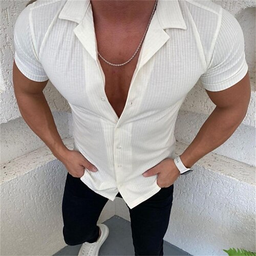 Men's Shirt Solid Color Turndown Street Casual Button-Down Short Sleeve Tops Casual Fashion Breathable Comfortable White
Men's Shirt Solid Color Turndown Street Casual Button-Down Short Sleeve Tops Casual Fashion Breathable Comfortable White