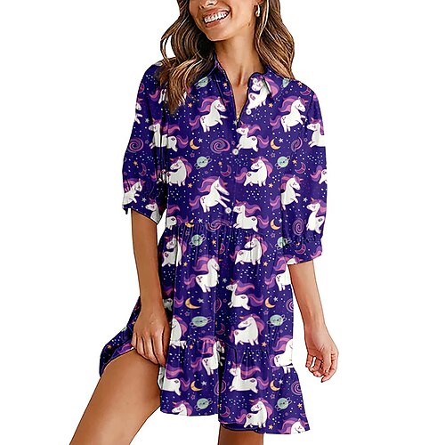 Women's Shirt Dress Short Mini Dress Purple Pink Rainbow Half Sleeve Print Animal Print Spring Summer Shirt Collar Casual Vacation 2022 S M L XL XXL / 3D Print
Women's Shirt Dress Short Mini Dress Purple Pink Rainbow Half Sleeve Print Animal Print Spring Summer Shirt Collar Casual Vacation 2022 S M L XL XXL / 3D Print