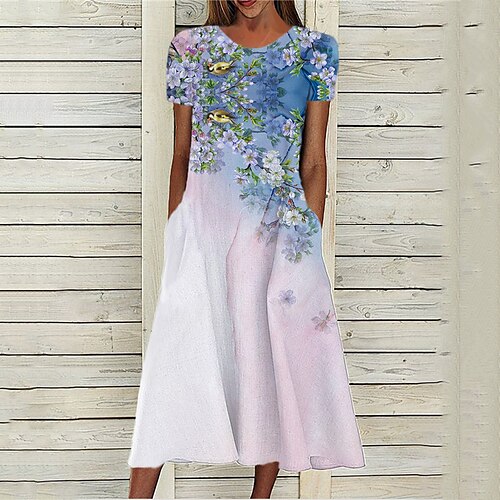 Women's A Line Dress Midi Dress Blue Short Sleeve Floral Pocket Print Spring Summer Round Neck Stylish Casual Modern 2022 S M L XL XXL 3XL
Women's A Line Dress Midi Dress Blue Short Sleeve Floral Pocket Print Spring Summer Round Neck Stylish Casual Modern 2022 S M L XL XXL 3XL