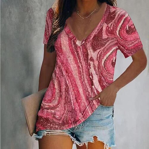 Women's Geometric Painting T shirt Striped Galaxy Graphic Patchwork Print V Neck Beach Tops Red / 3D Print
Women's Geometric Painting T shirt Striped Galaxy Graphic Patchwork Print V Neck Beach Tops Red / 3D Print