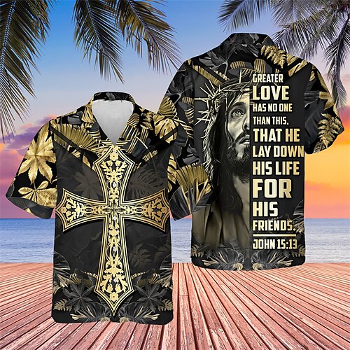 Men's Shirt 3D Print Cross Turndown Casual Daily Button-Down Short Sleeve Tops Casual Fashion Comfortable Sports Black
Men's Shirt 3D Print Cross Turndown Casual Daily Button-Down Short Sleeve Tops Casual Fashion Comfortable Sports Black