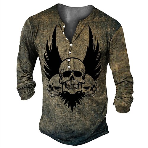 Men's Henley Shirt Tee T shirt 3D Print Graphic Skull Plus Size Henley Daily Sports Button-Down Print Long Sleeve Tops Basic Classic Designer Comfortable Brown
Men's Henley Shirt Tee T shirt 3D Print Graphic Skull Plus Size Henley Daily Sports Button-Down Print Long Sleeve Tops Basic Classic Designer Comfortable Brown