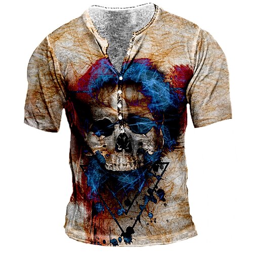 Men's Henley Shirt Tee T shirt 3D Print Graphic Skull Plus Size Henley Daily Sports Button-Down Print Short Sleeve Tops Basic Casual Designer Big and Tall Brown
Men's Henley Shirt Tee T shirt 3D Print Graphic Skull Plus Size Henley Daily Sports Button-Down Print Short Sleeve Tops Basic Casual Designer Big and Tall Brown
