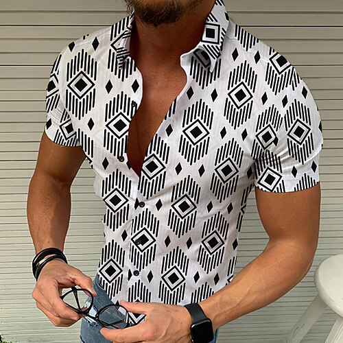Men's Shirt Tartan Turndown Going out Casual Shirts Patchwork Print Short Sleeve Tops Designer Punk & Gothic White
Men's Shirt Tartan Turndown Going out Casual Shirts Patchwork Print Short Sleeve Tops Designer Punk & Gothic White