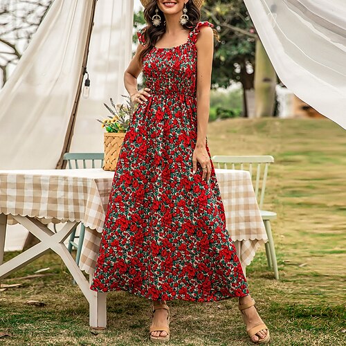 Women's Swing Dress Maxi long Dress Red Sleeveless Print Print Summer Off Shoulder Casual Cap Sleeve 2022 S M L XL
Women's Swing Dress Maxi long Dress Red Sleeveless Print Print Summer Off Shoulder Casual Cap Sleeve 2022 S M L XL
