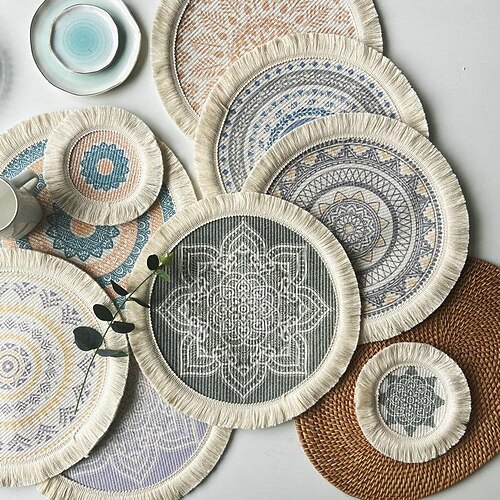 Handmade Cotton Woven Boho Placemats Cotton Cup Coaster,Modern Farmhouse Fringe Placemats for Dining Table, Kitchen, Bohemian Wedding Décor, Rustic Natural
Handmade Cotton Woven Boho Placemats Cotton Cup Coaster,Modern Farmhouse Fringe Placemats for Dining Table, Kitchen, Bohemian Wedding Décor, Rustic Natural