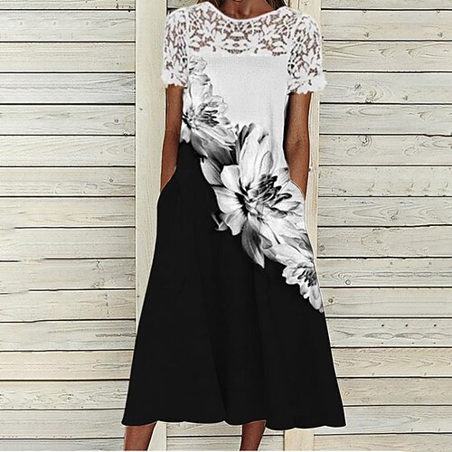 Women's A Line Dress Midi Dress Black Short Sleeve Floral Lace Pocket Patchwork Spring Summer Round Neck Casual 2022 S M L XL XXL
Women's A Line Dress Midi Dress Black Short Sleeve Floral Lace Pocket Patchwork Spring Summer Round Neck Casual 2022 S M L XL XXL