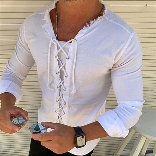 Men's Shirt Solid Color Collarless Street Casual Drawstring Long Sleeve Tops Casual Fashion Breathable Comfortable Green White Black
Men's Shirt Solid Color Collarless Street Casual Drawstring Long Sleeve Tops Casual Fashion Breathable Comfortable Green White Black