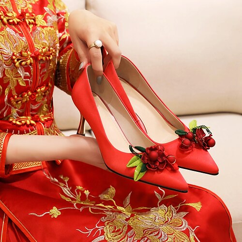 Women's Wedding Shoes Dress Shoes Imitation Pearl Sparkling Glitter Stiletto Heel Pointed Toe Elegant Party Wedding Satin Loafer Fall Summer Solid Colored White Red
Women's Wedding Shoes Dress Shoes Imitation Pearl Sparkling Glitter Stiletto Heel Pointed Toe Elegant Party Wedding Satin Loafer Fall Summer Solid Colored White Red