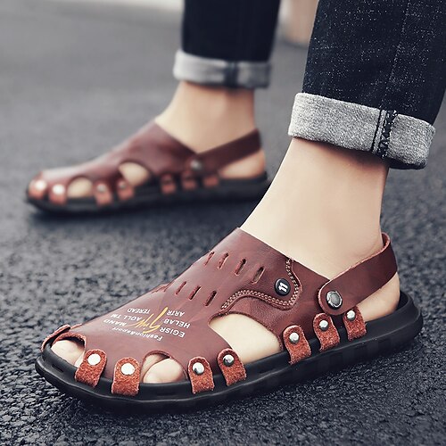 Men's Sandals Fashion Sandals Straw Sandals Comfort Sandals Sporty Casual Roman Shoes Daily Outdoor PU Light Brown Dark Brown Black Spring Summer
Men's Sandals Fashion Sandals Straw Sandals Comfort Sandals Sporty Casual Roman Shoes Daily Outdoor PU Light Brown Dark Brown Black Spring Summer
