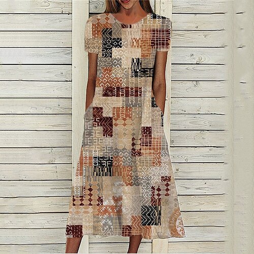 Women's A Line Dress Midi Dress Gray Khaki Short Sleeve Color Block Geometric Pocket Print Spring Summer Round Neck Stylish Casual Modern 2022 S M L XL XXL 3XL
Women's A Line Dress Midi Dress Gray Khaki Short Sleeve Color Block Geometric Pocket Print Spring Summer Round Neck Stylish Casual Modern 2022 S M L XL XXL 3XL