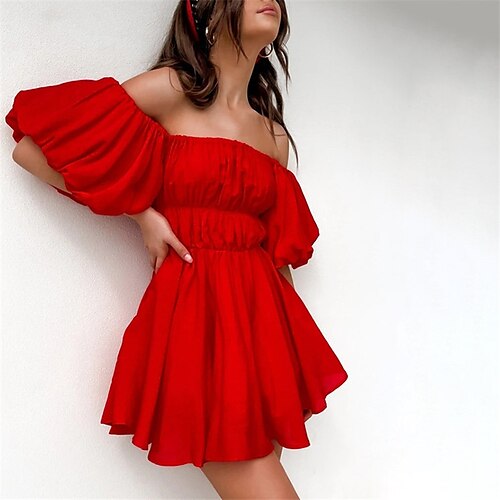 Mulheres Vestido de festa Preto Vermelho Meia Manga Cor imaculada Franzido Outono Primavera Ombro a Ombro 2022 S M L XL
Mulheres Vestido de festa Preto Vermelho Meia Manga Cor imaculada Franzido Outono Primavera Ombro a Ombro 2022 S M L XL