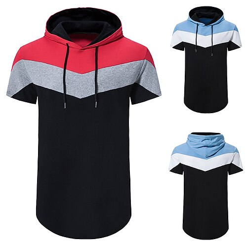 Men's T shirt Patchwork Hooded Street Casual Color Block Short Sleeve Tops Casual Fashion Breathable Comfortable Blue Red
Men's T shirt Patchwork Hooded Street Casual Color Block Short Sleeve Tops Casual Fashion Breathable Comfortable Blue Red